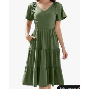 Women's Summers Dress Breathable Cotton Casual Size Small Green